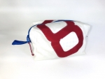 Segeltuch Kulturtasche groß mit roter 8 und Innentaschen